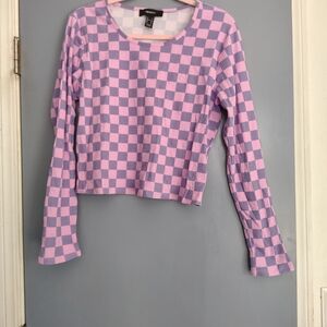 Purple Checkered Women Top
